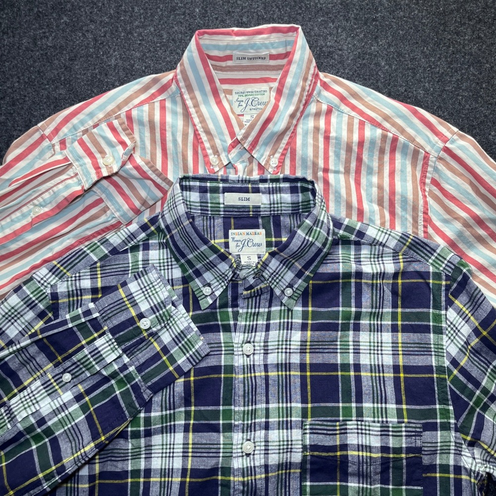 Set of 2 J.Crew Button Down Shirt Mens Small Multicolor Slim Untucked